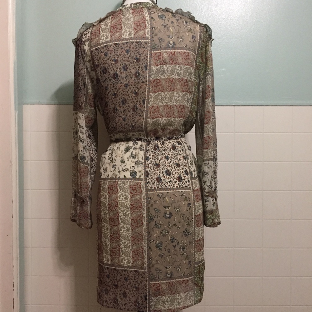 Zara Floral Patchwork Dress w/Ruffle Bofice - Picture 7 of 7